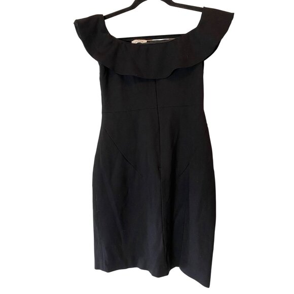 Babaton Black Dress Off Shoulder Ruffle Size 10 - Picture 2 of 10